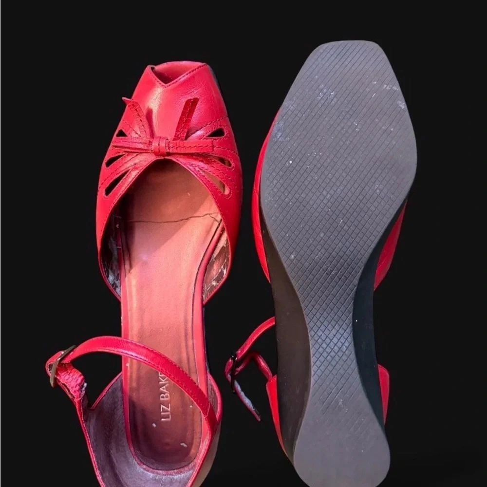 Vintage Red Peep-Toe Ankle Strap Women’s Heels